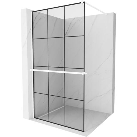 Mexen Kioto+ mampara de ducha con estante Walk-in 110 x 200 cm, rejilla negra, blanca - 800-110-121-20-77 (1/5)