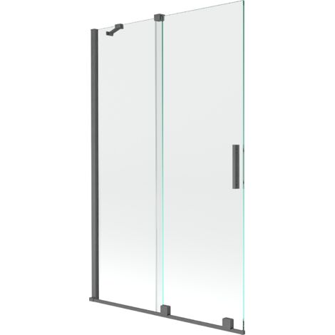 Mexen Velar mampara de ducha 2 hojas correderas 110 x 150 cm, transparente, gris pistola cepillado - 896-110-000-01-66