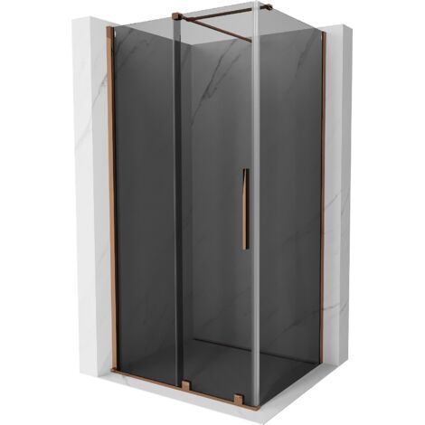 Cabina de ducha corredera Mexen Velar 100 x 120 cm, grafito, oro rosa - 871-100-120-41-60 (1/5)