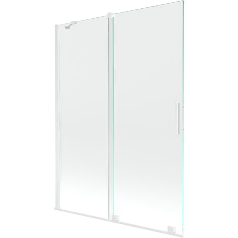 Mexen Velar mampara de ducha corredera de 2 paneles 130 x 150 cm, transparente, blanco - 896-130-000-01-20