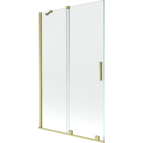 Mexen Velar pantalla de ducha de 2 paneles corredizos 110 x 150 cm, transparente, dorado cepillado - 896-110-000-01-55 (1/5)