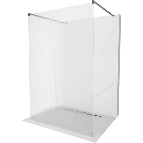 Mexen Kioto mampara de ducha independiente 110 x 200 cm, rayas 8 mm, gun metal - 800-110-002-95-09 (1/5)