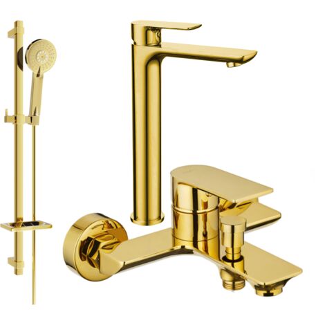 Mexen Alfa DQ40 conjunto de ba帽o, dorado - 745713DQ40-50
