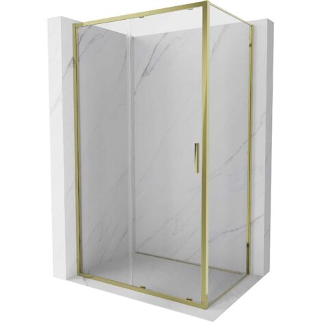 Mexen Exo cabina de ducha corredera 155 x 120 cm, transparente, dorada - 8151-155-120-50-00 (1/5)