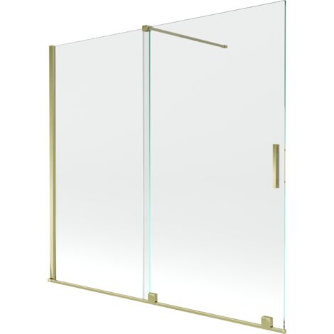 Mexen Velar, mampara de ba帽o corredera de 2 hojas 170 x 150 cm, transparente, dorado - 896-170-000-01-50