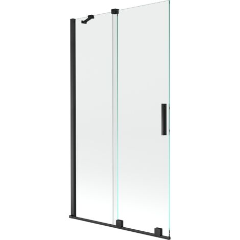 Mexen Velar mampara de ducha corredera de 2 hojas 100 x 150 cm, transparente, negro - 896-100-000-01-70