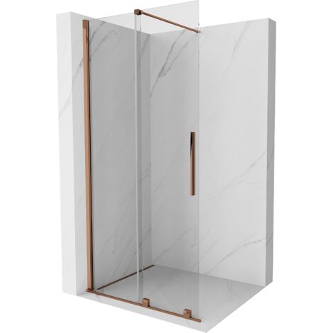 Mexen Velar mampara de ducha corredera Walk-in 110 x 200 cm, transparente 8 mm, oro rosa - 871-110-000-03-60 (1/5)