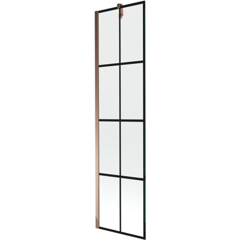 Mexen Next mampara de ducha de 1 hoja 50 x 150 cm, cuadr铆cula negra, oro rosa - 895-050-000-00-77-60 (1/5)