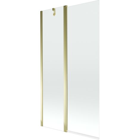 Mexen Flip biombo de ba帽era de 2 paneles 100 x 150 cm, transparente, dorado - 894-100-101-50-00
