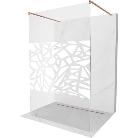 Mexen Kioto mampara de ducha independiente 140 x 200 cm, patr贸n blanco 8 mm, cobre cepillado - 800-140-002-65-85 (1/5)