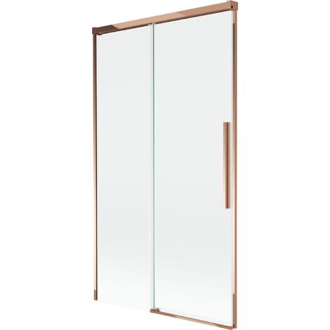 Mexen Rox mampara de ducha 2 hojas corredizas 100 x 150 cm, transparente, oro rosa - 8C9-100-001-60-00