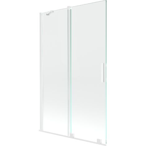 Mexen Velar panel de ducha para ba帽era de dos hojas correderas 110 x 150 cm, transparente, blanco - 896-110-000-01-20