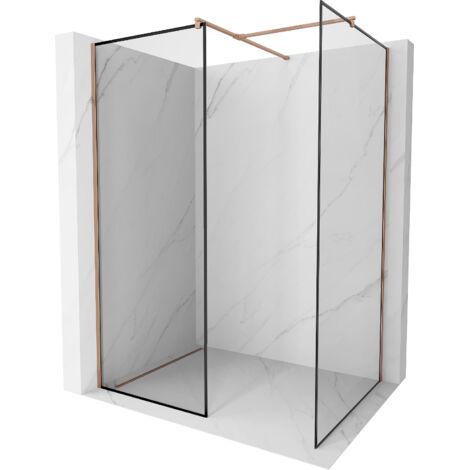 Mexen Kioto mampara de ducha Walk-in 110 x 110 cm, marco negro, oro rosa - 800-110-202-60-70-110 (1/5)
