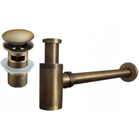 Mexen sif贸n de lavabo redondo con tap贸n clic-clac, con rebosadero, bronce antiguo - 7992050-30 (1/3)