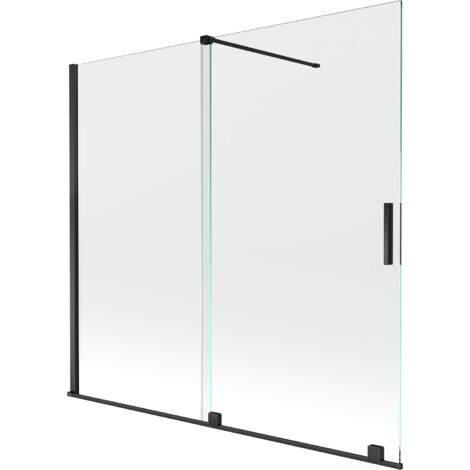 Mexen Velar mampara de ducha 2 paneles correderos 170 x 150 cm, transparente, negro - 896-170-000-01-70