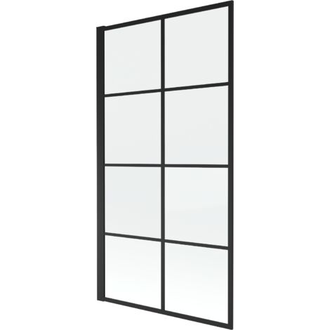 Mexen Alex mampara de ba帽era de 1 hoja 80 x 140 cm, cuadr铆cula negra fija - 893-080-000-70-77