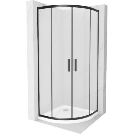 Mexen Rio cabina de ducha semicircular 90 x 90 cm, escarcha, negro + plato de ducha Flat, blanco - 863-090-090-70-30-4110B