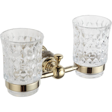 Mexen Estela doble vaso para cepillos de dientes, dorado - 7011552-50 (1/2)