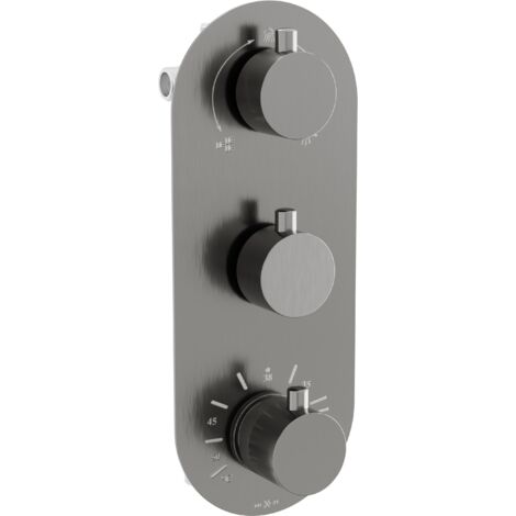 Mexen Kai grifo termost谩tico de ba帽era-ducha de 3 salidas, grafito - 77603-66