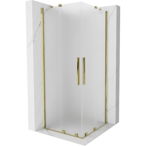 Mexen Velar Duo cabina de ducha corredera 100 x 100 cm, escarcha, dorado - 871-100-100-32-50 (1/5)
