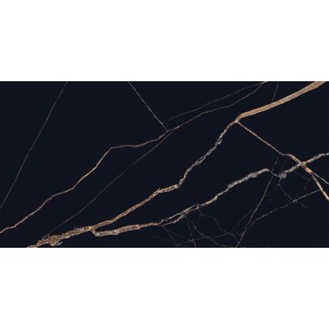 Mexen Fossil Muestra negra de gres esmaltado rectificado G1, azulejo para suelo y pared 120 x 60 cm, alto brillo - TL213-00-S