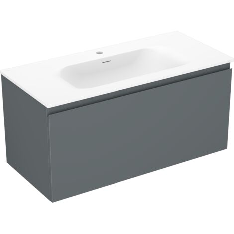 Mexen Orio armario de ba帽o de 100 cm con lavabo Vela, 1 caj贸n, grafito mate/blanco mate - 91A10-10047-1-BF66-W23M01 (1/5)