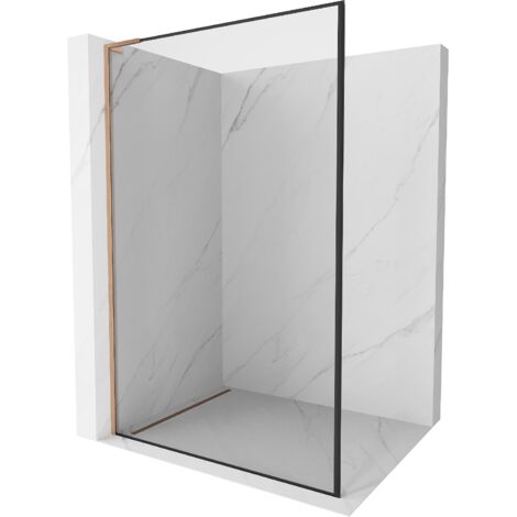 Mexen Kioto L panel de ducha Walk-in 120 x 200 cm, marco negro, cobre cepillado - 800-120-103-65-70 (1/5)