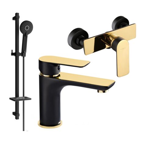 Mexen Alfa DQ40 conjunto de ducha, negro/dorado - 745704DQ40-75 (1/4)