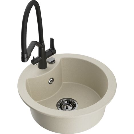 Mexen Diego fregadero de granito de 1 seno con grifo de cocina Duo, beige - 6512-69-671701-70-B (1/5)