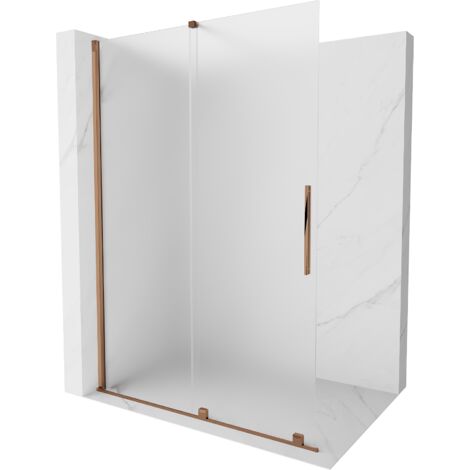 Mexen Velar pared de ducha deslizante Walk-in 140 x 200 cm, escarchado 8 mm, oro rosa - 871-140-000-33-60 (1/5)