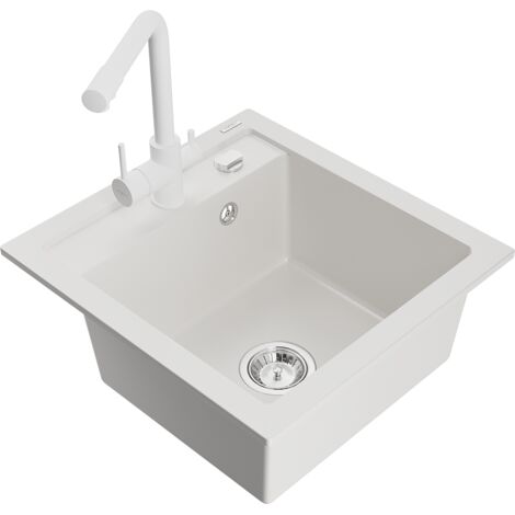 Mexen Vito fregadero de granito de 1 seno con grifo de cocina Duero, blanco - 6503-20-671600-20 (1/5)