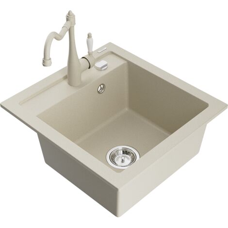 Mexen Vito fregadero de granito de 1 seno con grifo de cocina Carla, beige - 6503-69-670700-69 (1/5)