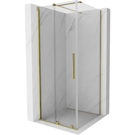 Mexen Velar cabina de ducha corredera 100 x 100 cm, transparente, dorada - 871-100-100-01-50 (1/5)