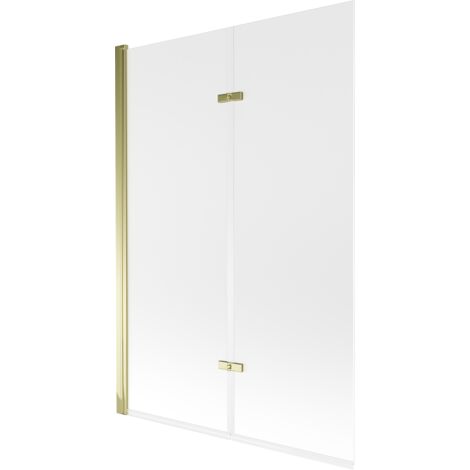 Mexen Castor biombo de ba帽era de 2 paneles 120 x 150 cm, escarchado, dorado - 892-120-002-50-30