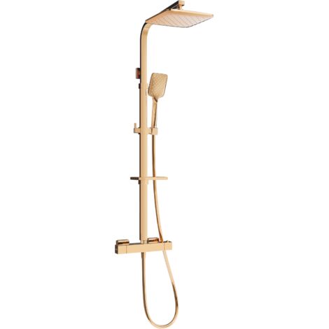 Mexen CQ62 conjunto de ducha empotrado con cabezal de lluvia y grifo termost谩tico, oro rosa - 772506295-60 (1/2)