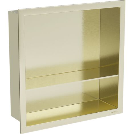 Mexen X-Wall-R estante empotrado con reborde y estante 30 x 30 cm, dorado cepillado - 1950303010S (1/5)