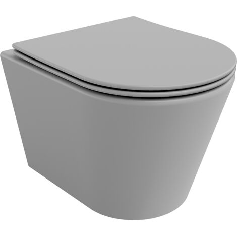 Mexen Rico taza de inodoro Rimless con asiento de cierre suave slim, duroplast, gris claro mate - 30724061