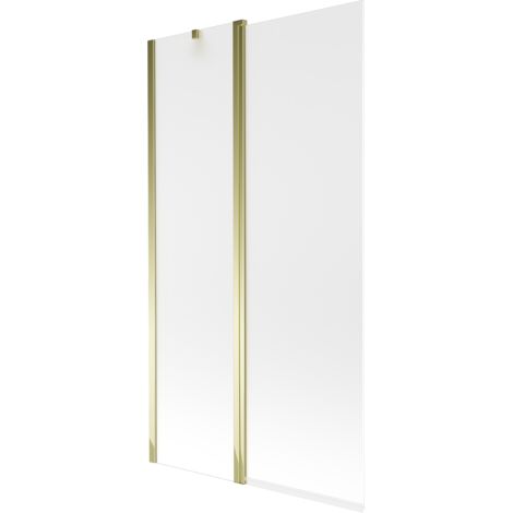 Mexen Flip mampara de ba帽era de 2 hojas 100 x 150 cm, escarchado, dorado - 894-100-101-50-30