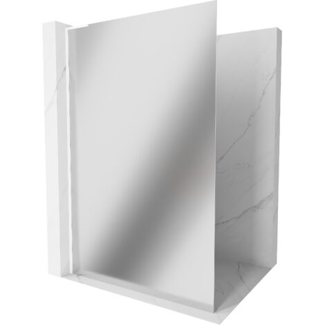 Mexen Kioto L pared de ducha Walk-in 100 x 200 cm, espejo, blanca - 800-100-103-20-50 (1/5)