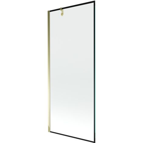 Mexen Next mampara de ba帽o de 1 hoja 80 x 150 cm, marco negro, dorado - 895-080-000-00-70-50
