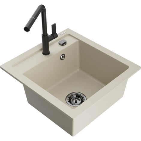 Mexen Vito fregadero de granito de 1 cubeta con grifo de cocina Flora, beige - 6503-69-670401-70-B (1/5)