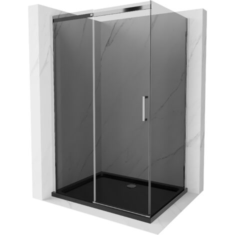 Mexen Omega cabina de ducha corredera 120 x 80 cm, grafito, cromo + plato de ducha Flat, negro - 825-120-080-01-40-4070 (1/5)