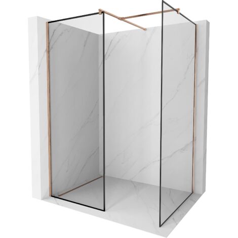 Mexen Kioto mampara de ducha Walk-in 150 x 90 cm, marco negro, cobre cepillado - 800-150-202-65-70-090 (1/5)