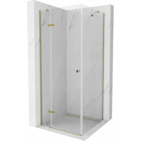 Mexen Roma cabina de ducha abatible 70 x 70 cm, transparente, dorada - 854-070-070-50-00