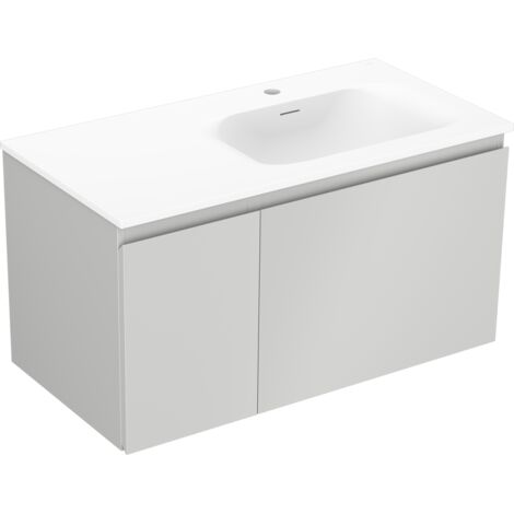 Mexen Orio armario de ba帽o 90 cm con lavabo Vela derecho, 1S, 1D, gris mate/blanco mate - 91A13-09047-3-BBFF62-W23P01