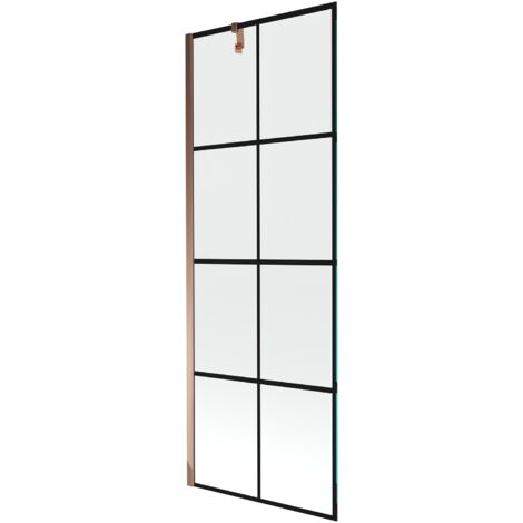 Mexen Next mampara de ducha de 1 hoja 70 x 150 cm, cuadr铆cula negra, oro rosa - 895-070-000-00-77-60