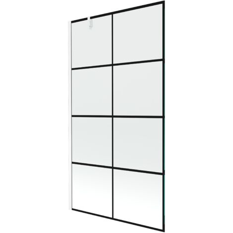 Mexen Next mampara de ducha de 1 hoja 100 x 150 cm, cuadr铆cula negra, blanca - 895-100-000-00-77-20