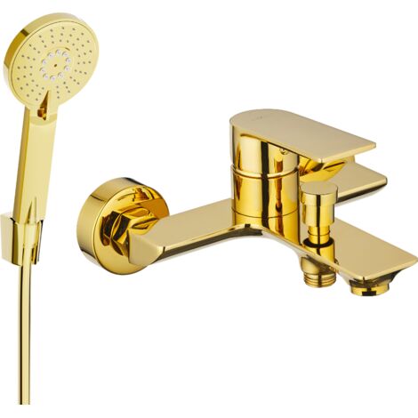 Mexen Alexa R40 grifo de ba帽era con set de ducha, dorado - 7123R40-50 (1/3)