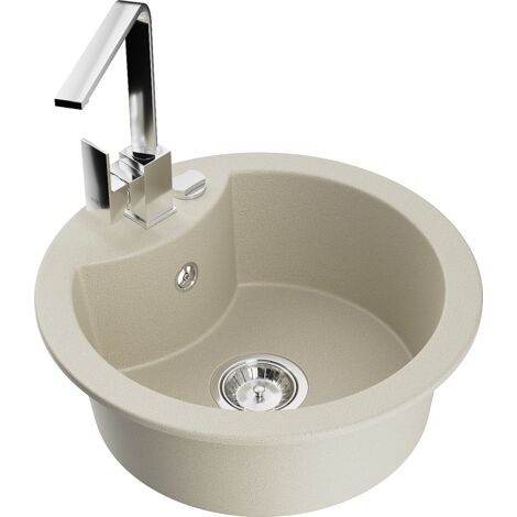 Mexen Diego fregadero de granito de 1 cubeta con grifo de cocina Rita, beige - 6512-69-670300-00 (1/5)