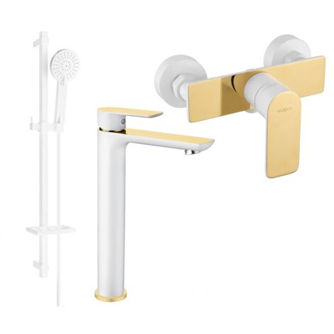 Mexen Alfa DQ40 conjunto de ducha, blanco/dorado - 745714DQ40-25